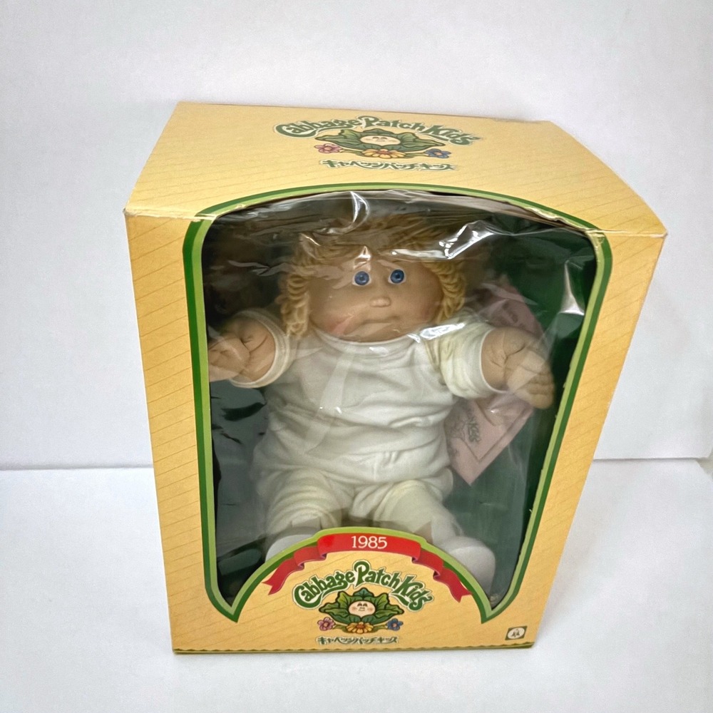 Vintage 1985 Cabbage Patch Kids Tsukuda Japan Tsukuda Box Blue Eyes Blond Braids